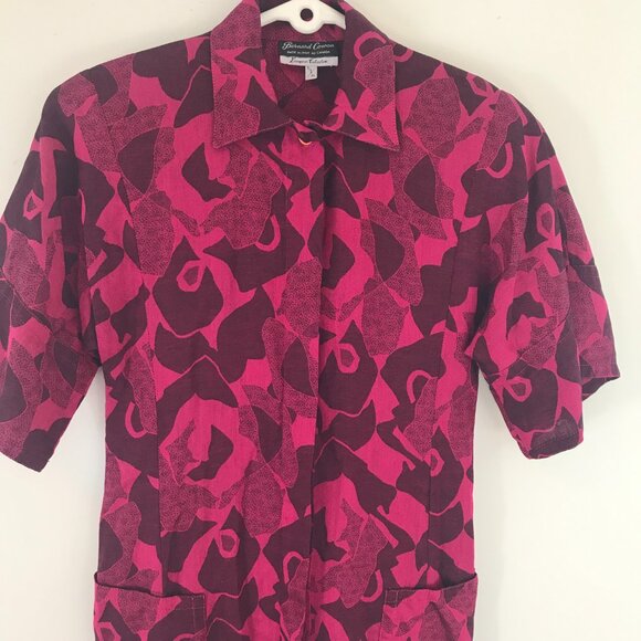 VTG 1980 Bernard Cowan dress women's 5/6 cotton pink/black maxi tiered holiday - Picture 2 of 12